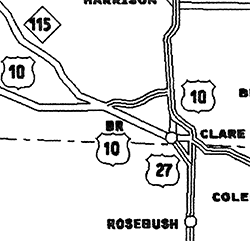 snippet of MDOT State Trunkline Map from 1999