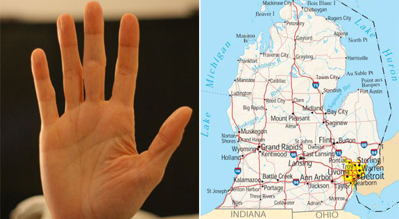 Michigan's Thumb Region comparison to a person's hand