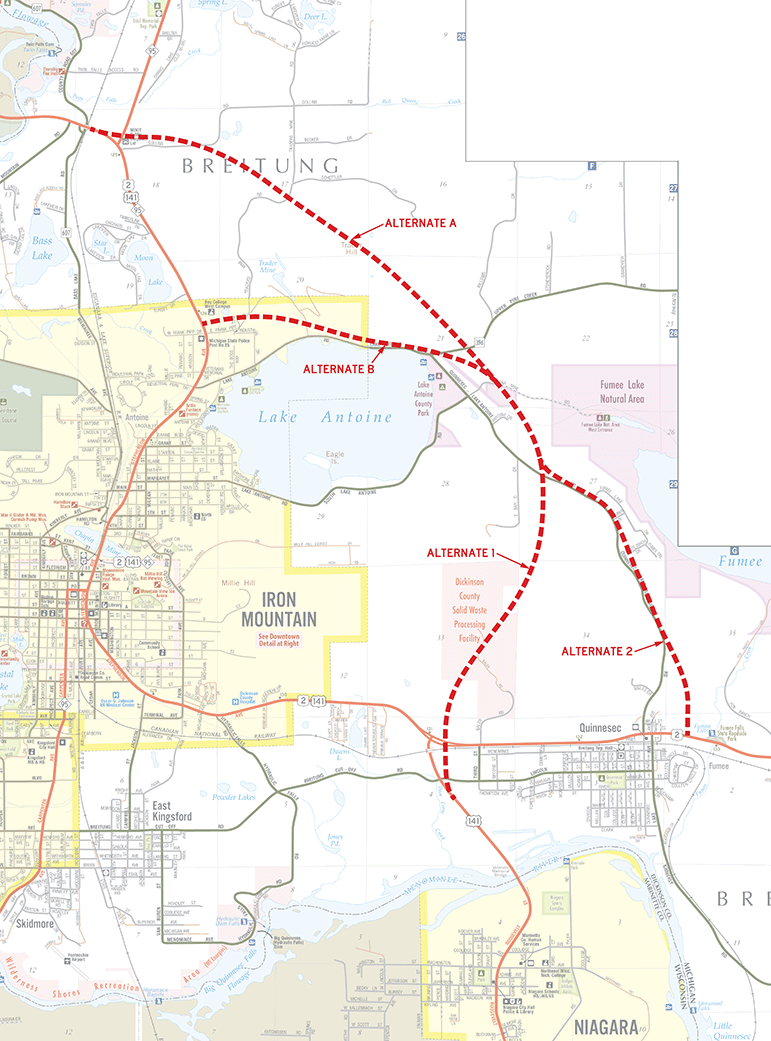 Draft Alternatives for Proposed US-2/US-141 Iron Mountain Bypass, 1994