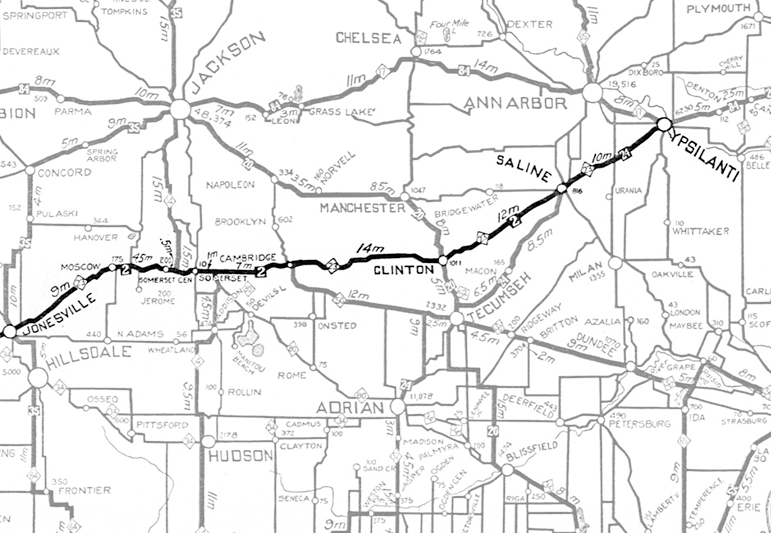 M-23 route map, 1921 Rand McNally Auto Trails Map