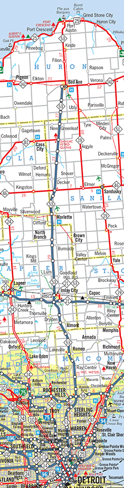 Map of Planned Improvements to M-53 by 1980 by Michigan State Highway Dept, 1960