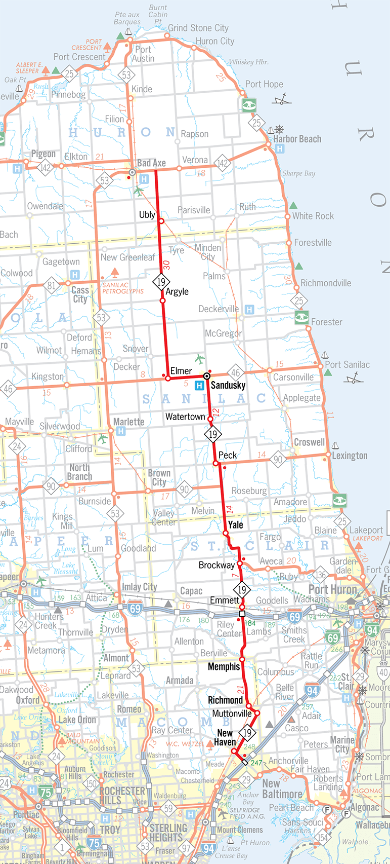 M-19 Route Map