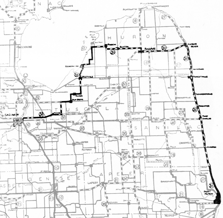 M-31 Route Map, 1925 (Michigan State Highway Department)