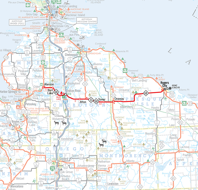 M-68 Route Map
