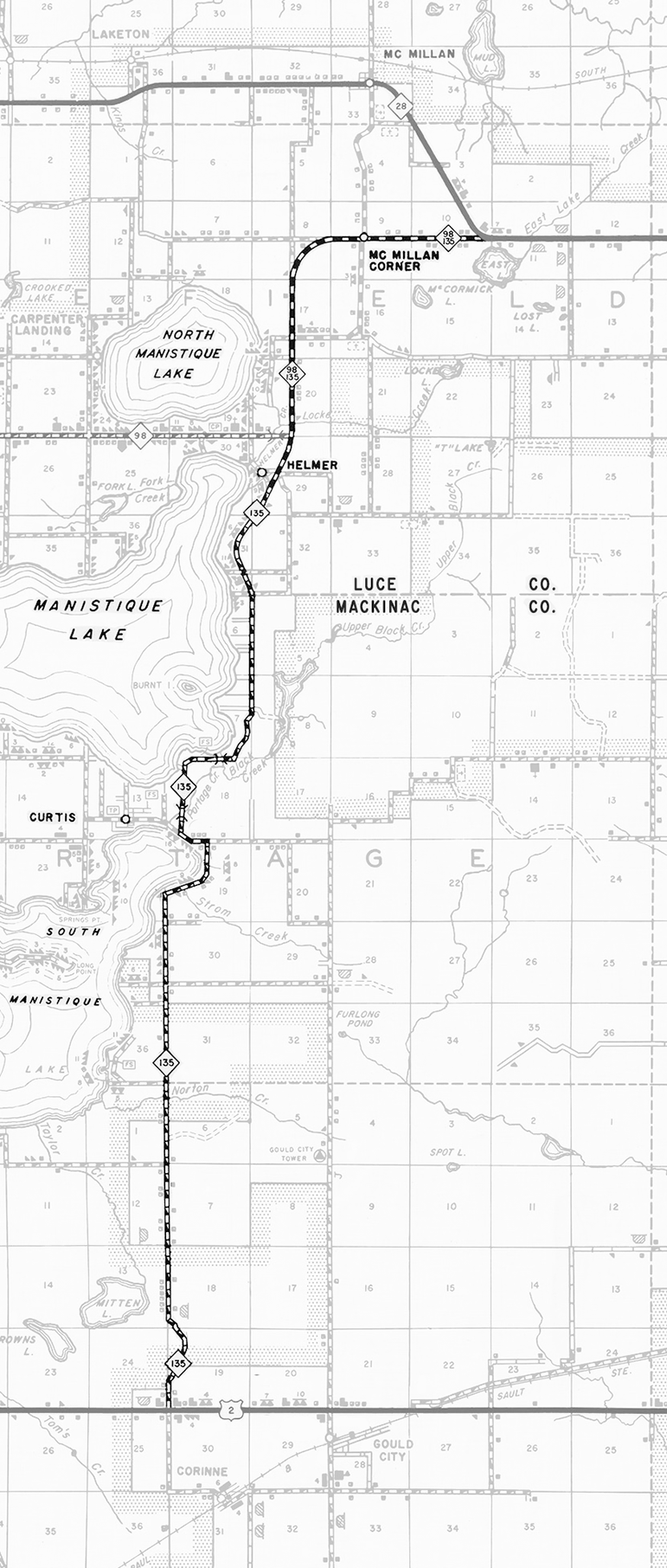 Former M-135 Route Map, 1959
