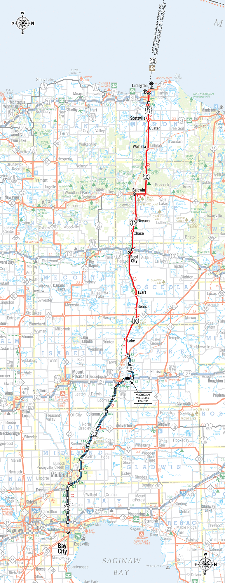 US-10 Route Map