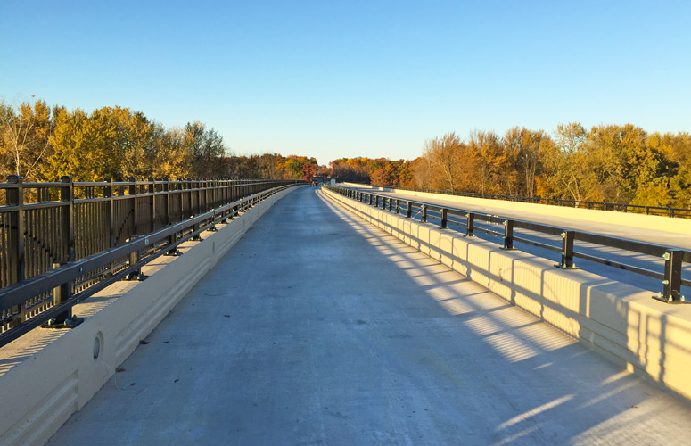 Looking northerly along the Grand River bridge non-motorized path on M-213.