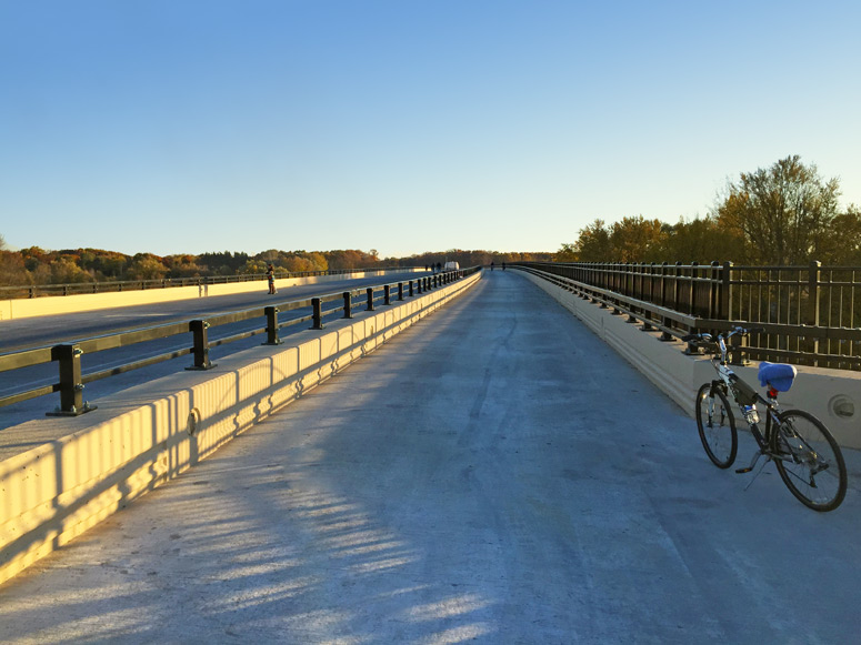 Looking southerly along the Grand River bridge non-motorized path on M-213.