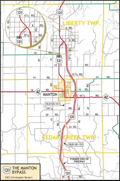 US-131 Manton Bypass Map - As Opened to Traffic, 9/19/2003
