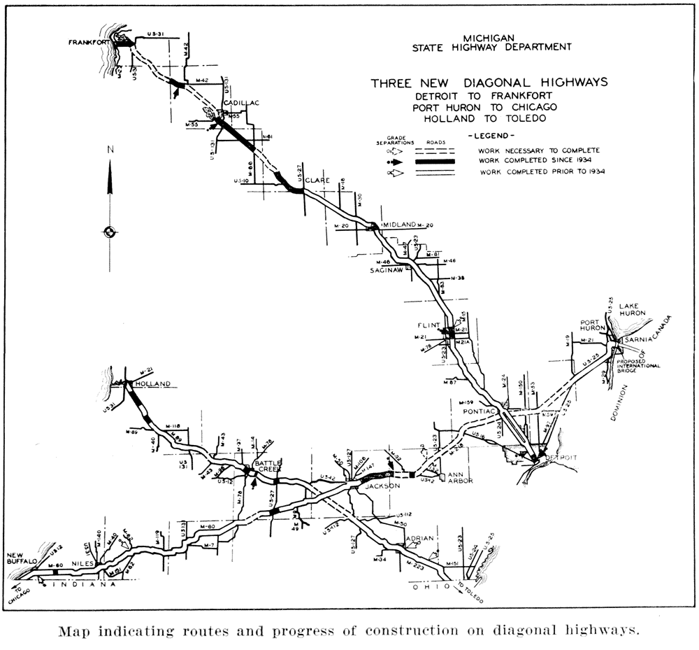 Diagonal Highways Map, 1936