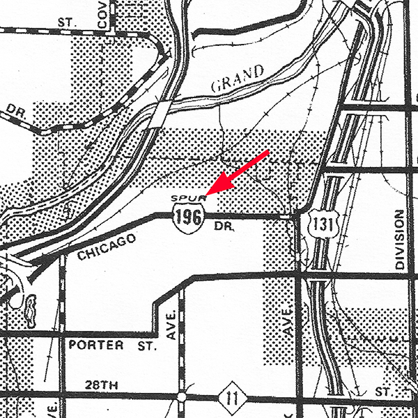 BS I-196 (Wyoming) map excerpt, MDOT c.1995