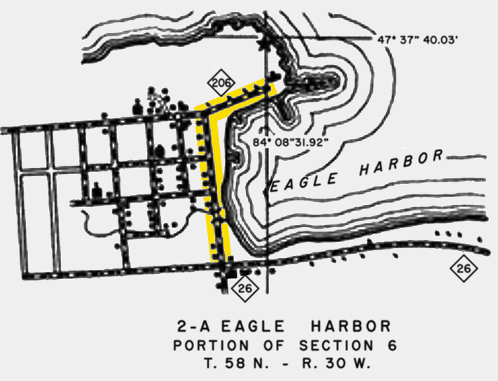 M-206 Map from 1940 MSHD Traffic Survey Map of Keweenaw County