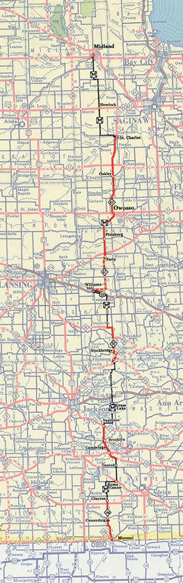 Michigan Highways: Maps: Mackinaw Scenic Shortway (1939-1942) map