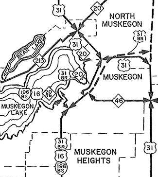 Trunkline Routes in Muskegon, 1962