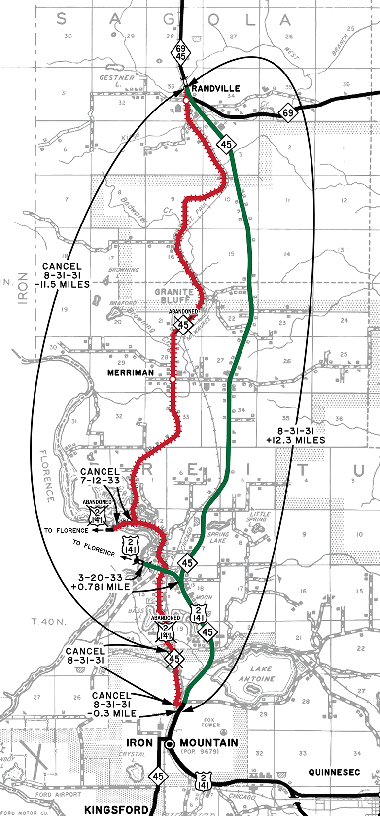Iron Mountain Bypass Draft Alternatives map, 1994