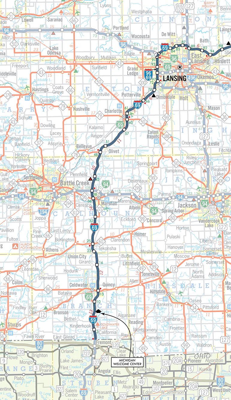 I-69 Route Map (South Portion: Indiana-Lansing)