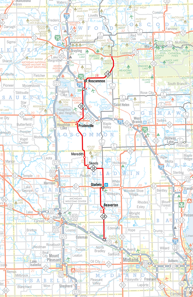 M-18 Route Map