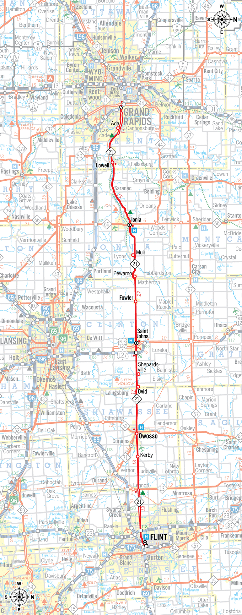 M-21 Route Map