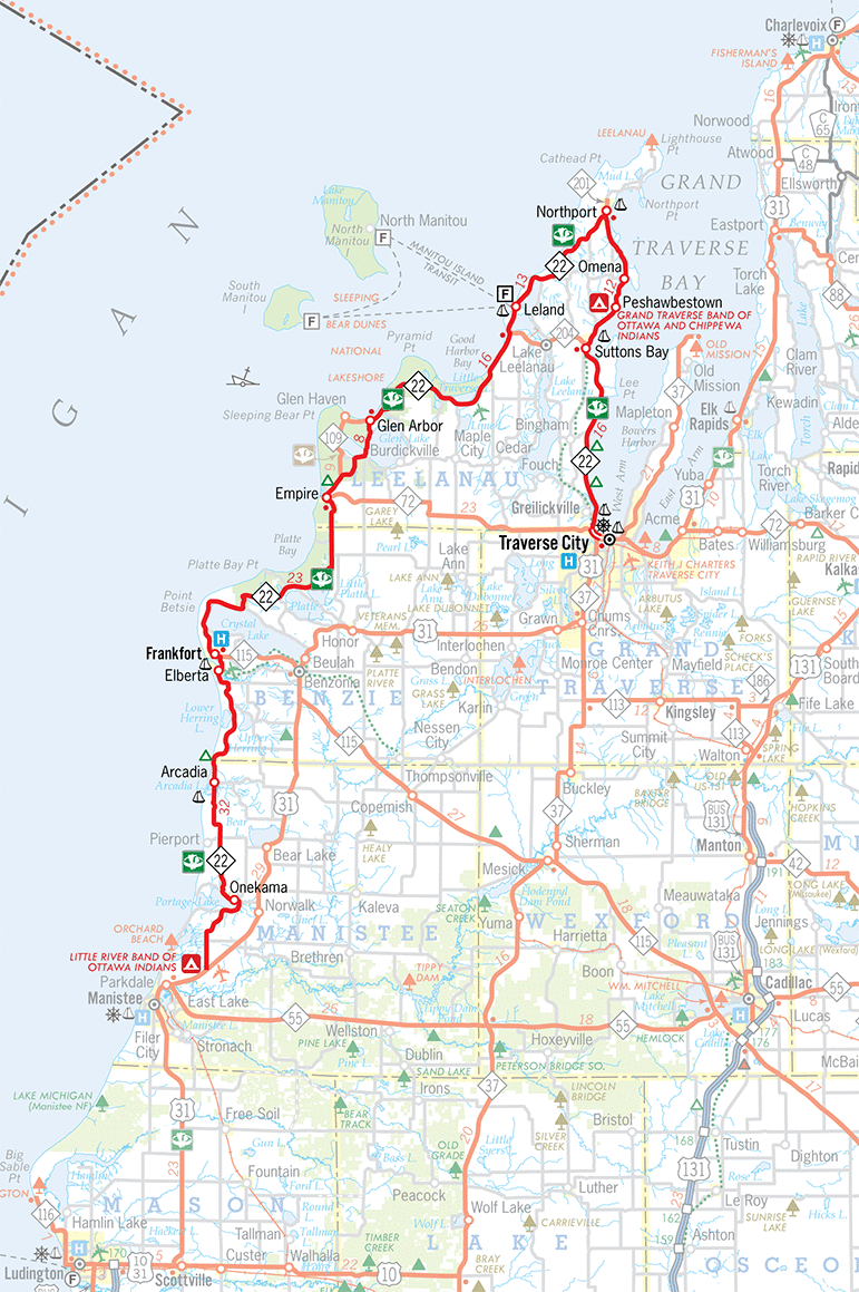 M-22 Route Map