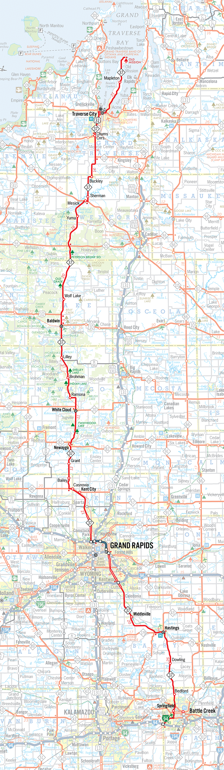 M-37 Route Map