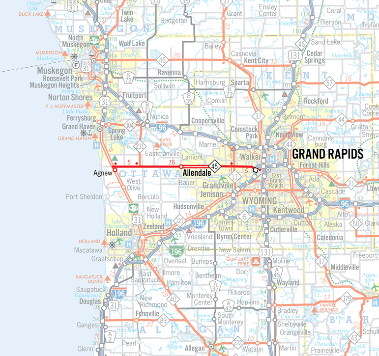 M-45 Route Map