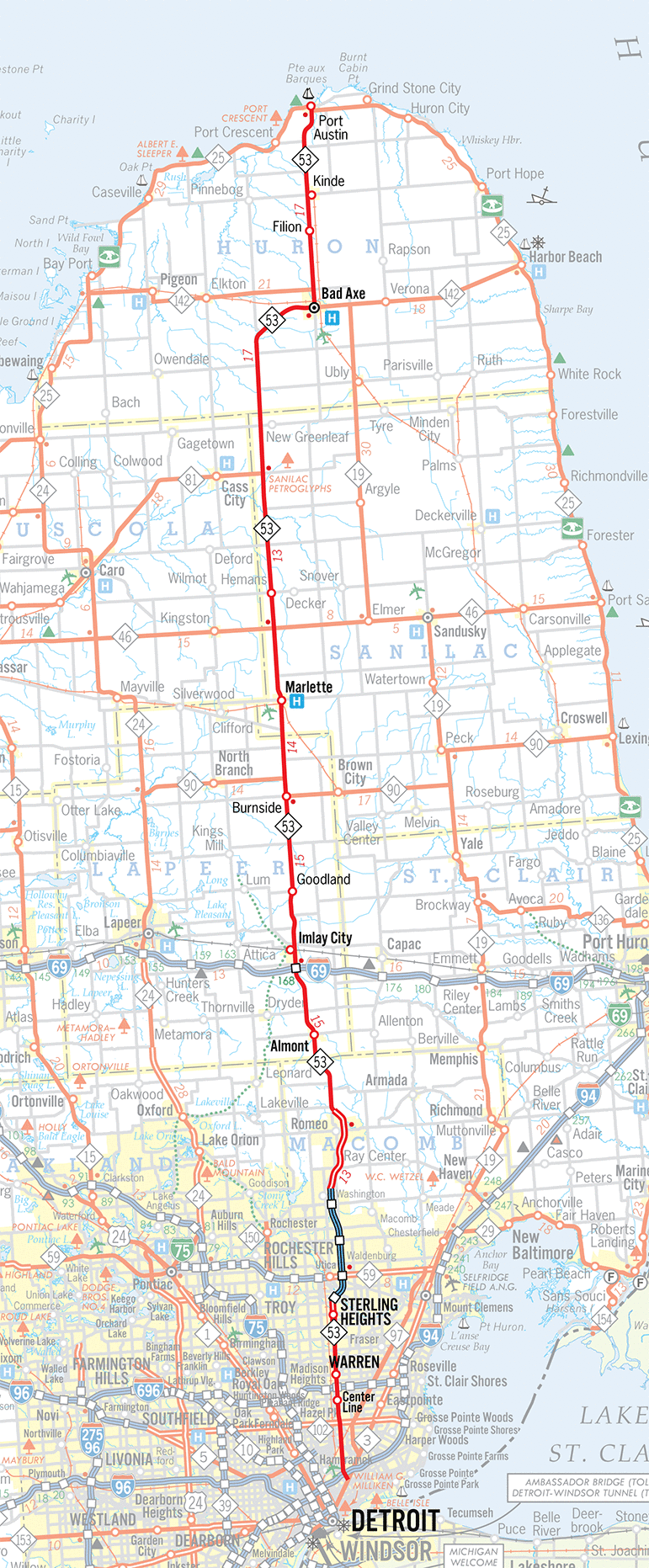 M-53 Route Map
