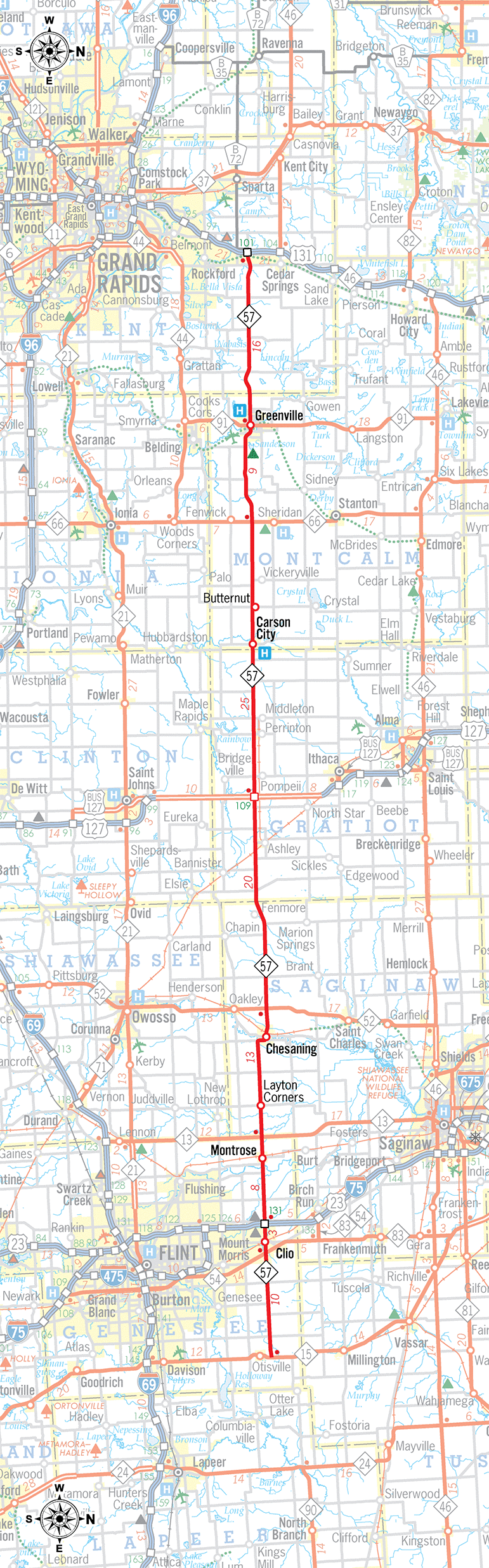M-57 Route Map