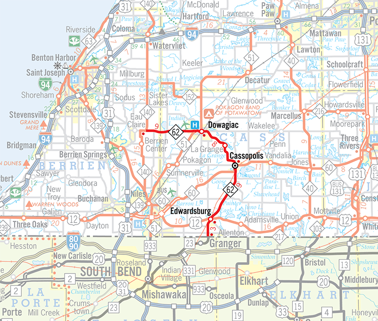 M-62 Route Map