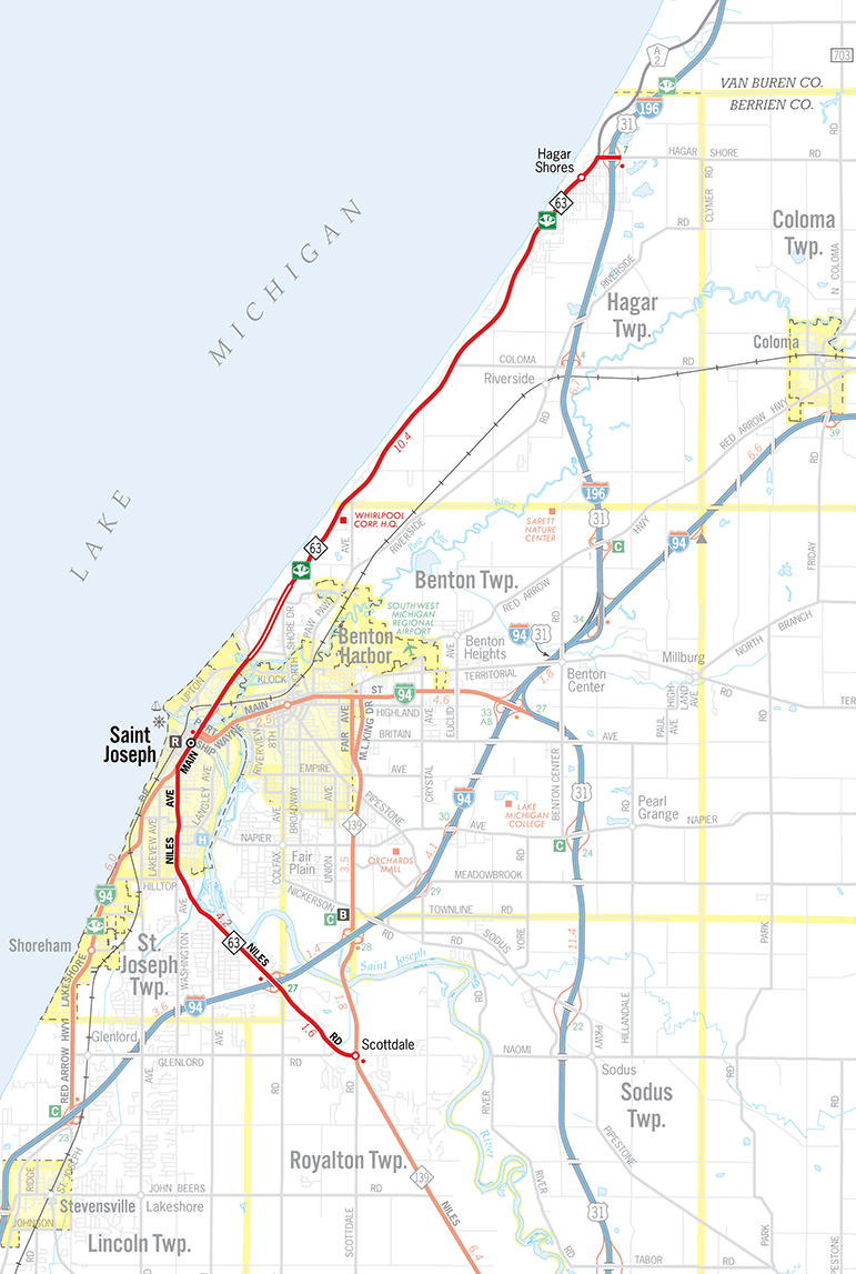 M-63 Route Map