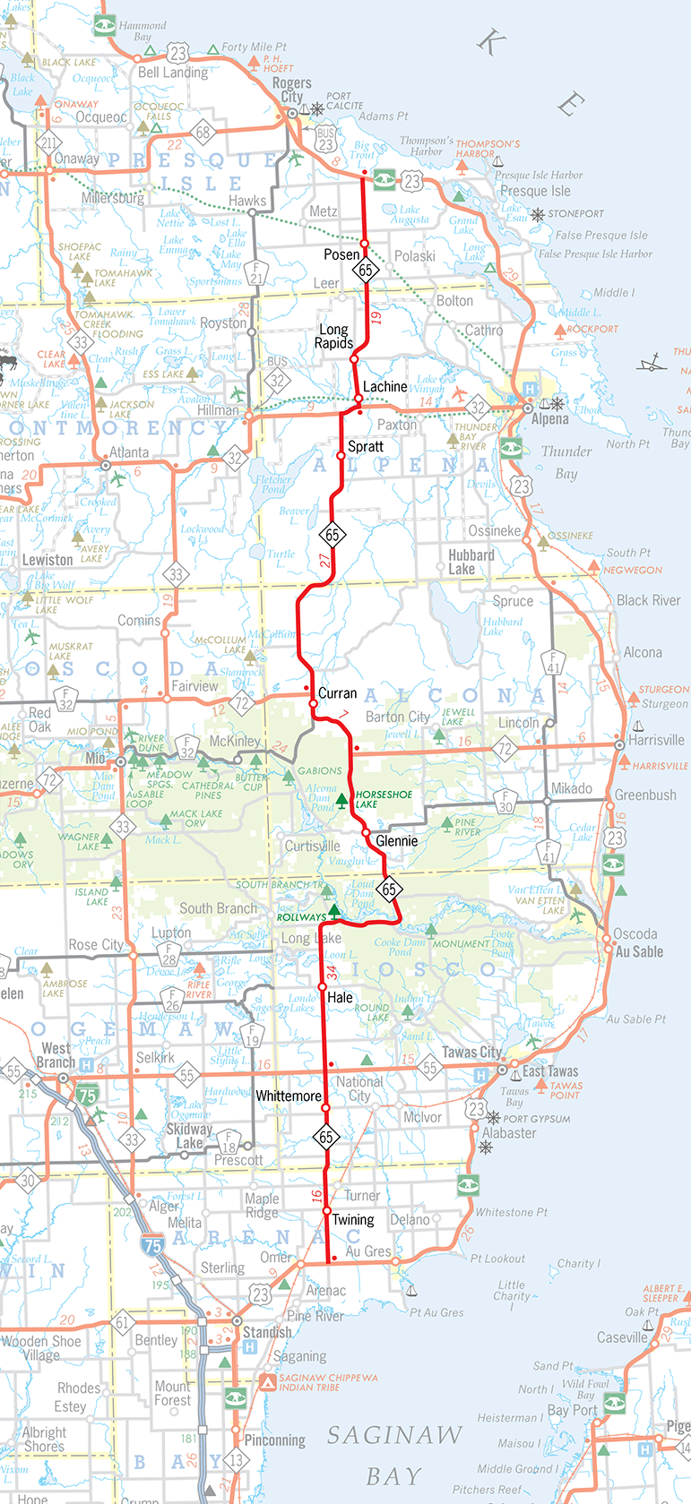 M-65 Route Map