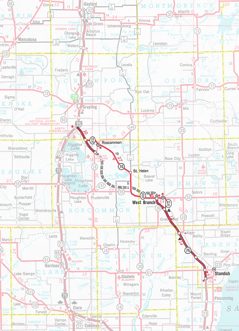Former M-76 Route Map, 1973