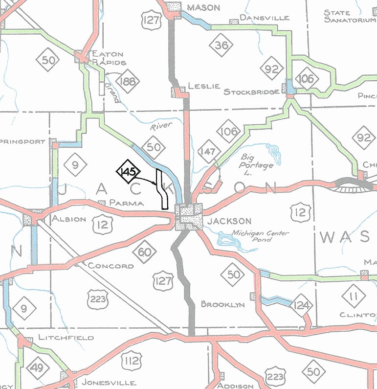 Former M-145 Route Map, 1938