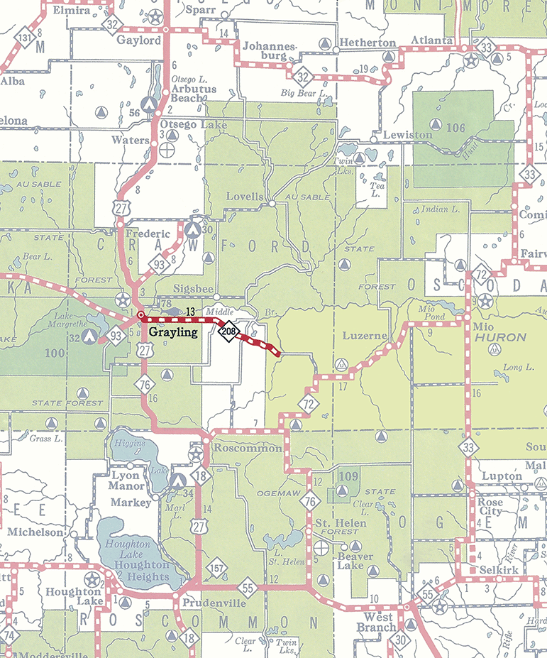 Former M-208 Route Map, 1935
