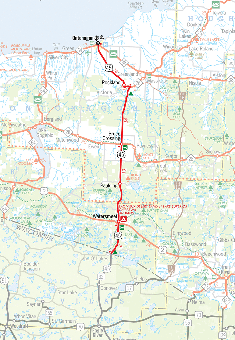 US-45 Route Map