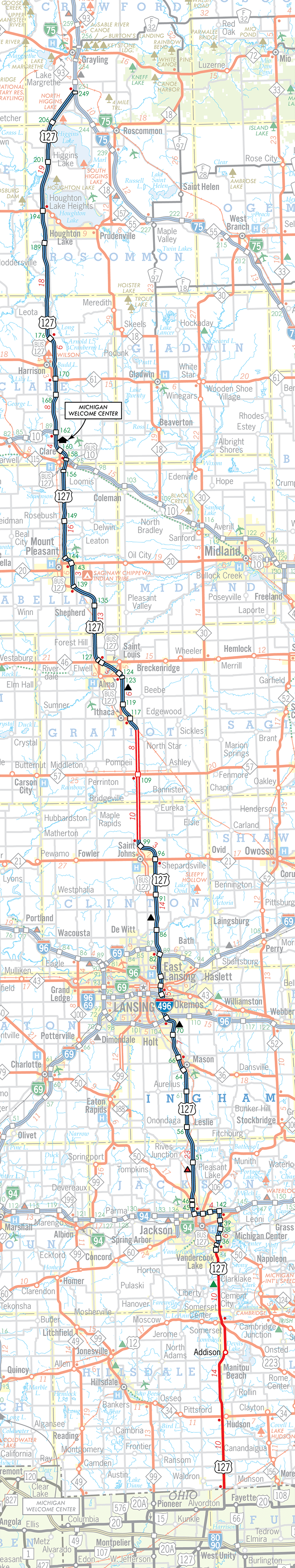 US-127 Route Map
