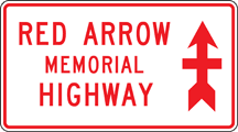 Red Arrow Memorial Highway route marker, 1953