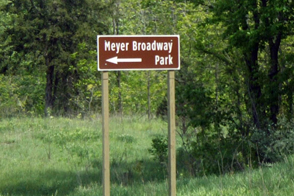 Meyer Broadway Park sign on M-60.