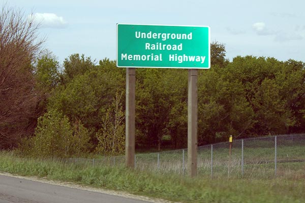 Underground Railroad Memorial Highway sign on US-131.